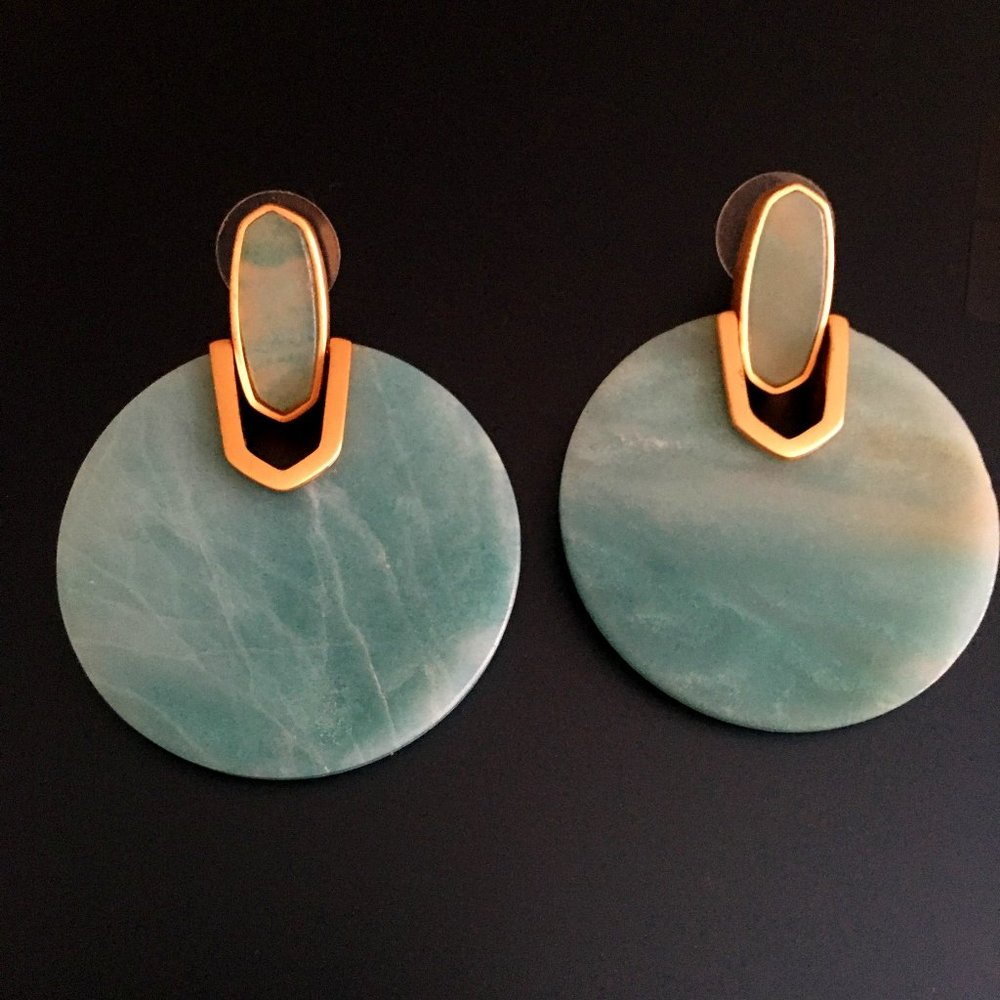 Kendra Scott Marble Turquoise Real Gold Earrings